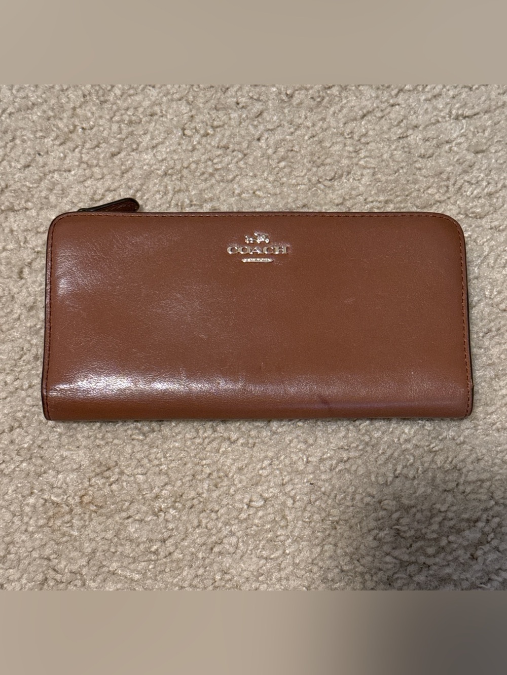 Coach Brown Zip-Around Leather Wallet